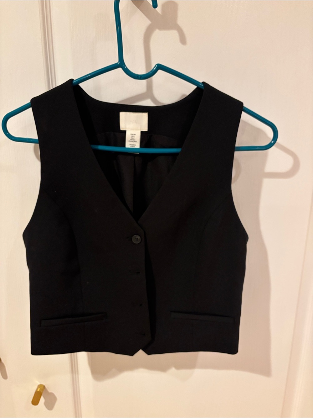H&M Black Women's Tailored Vest cropped sz small